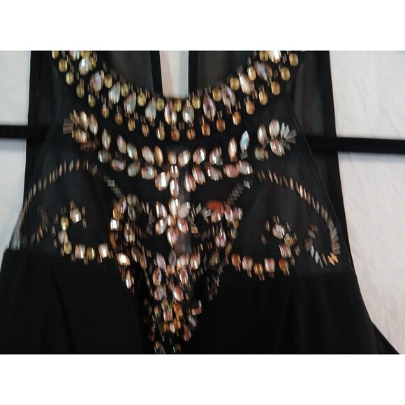 B. Darlin Junior/Womens Black And Gold High Neck Beaded Skater Dress Size 1/2 - Picture 7 of 16